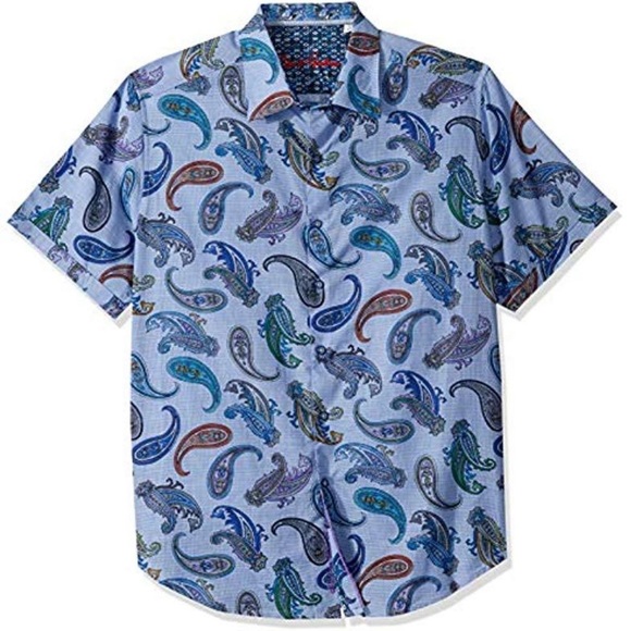 ROBERT GRAHAM ‘NOTRE DAME’ PAISLEY PRINT SHORT-SLEEVE CLASSIC FIT SHIRT - INDIGO - Picture 8 of 15
